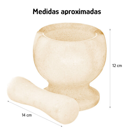 Mortero Machacador Triturador en Mármol p/ Cocina Decoración Beige