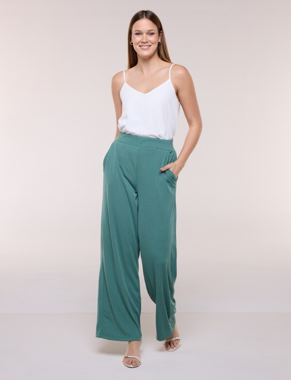 Pantalon Wide Leg Plisado VERDE