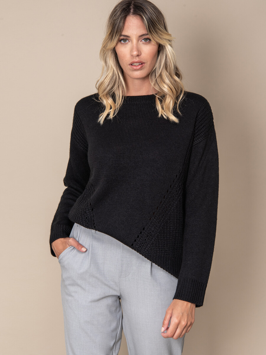 Sweater cuello Base - Negro 