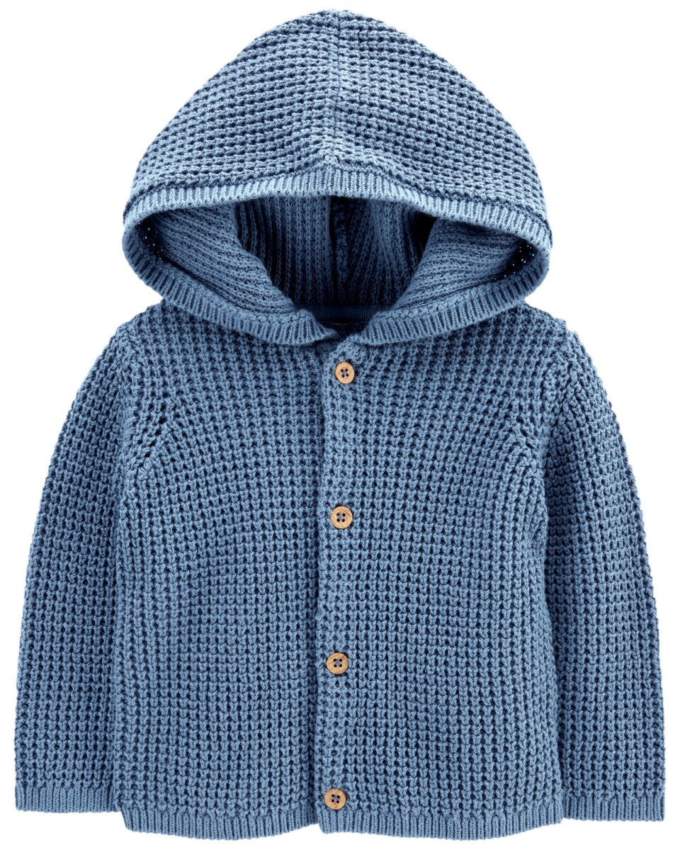 Saco de punto con capucha, azul 