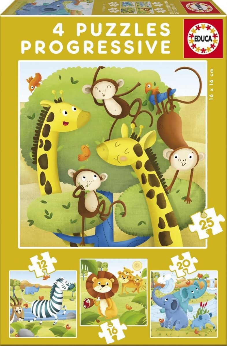 EDUCA PUZZLE PROGRESIVO 12-16-20-25 ANIMALES SALVAJES 17147 