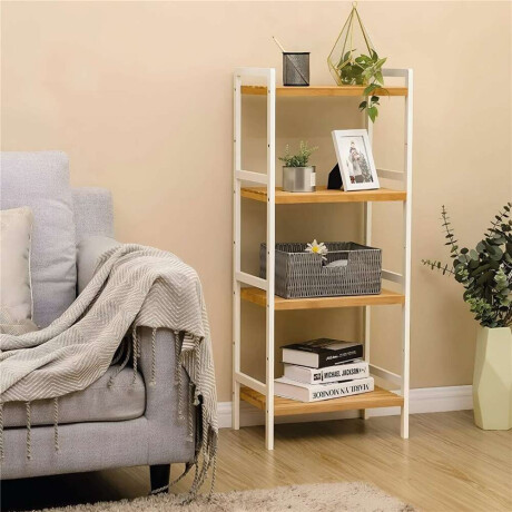Estanteria 4 Tablas 32X32X108 Cm Bamboo Con Blanco