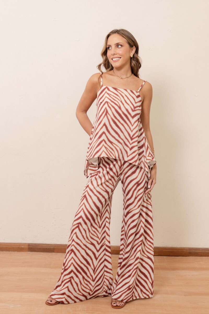 PANTALON SERENA MAROON WILD ZEBRA 
