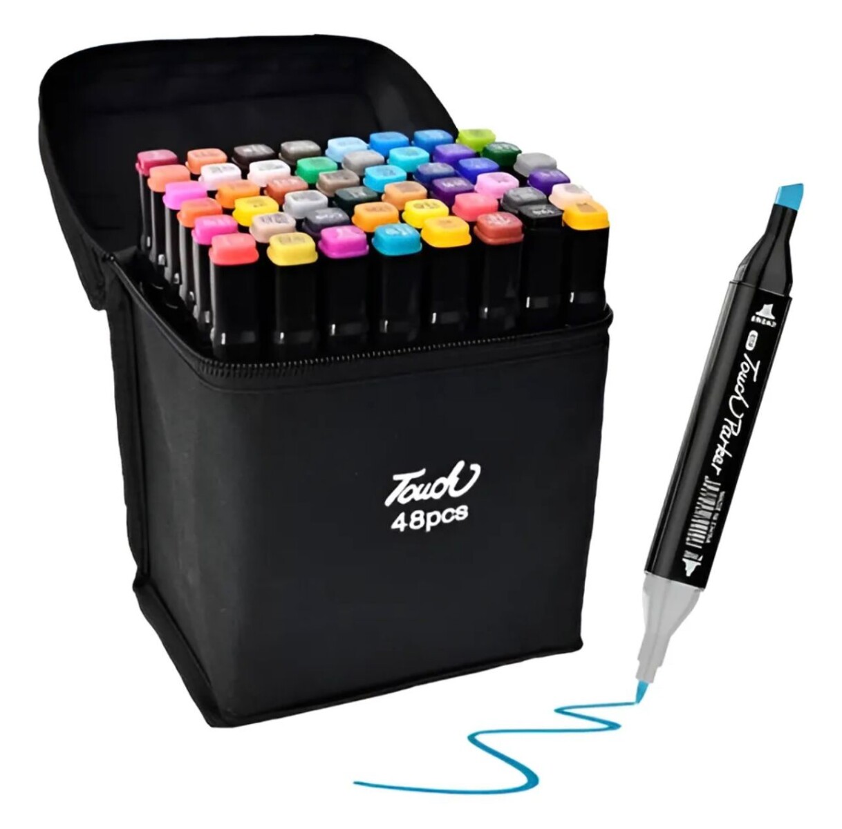 Set De 48 Marcadores Resaltadores Con Doble Punta + Estuche 