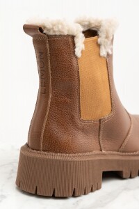 Bota Cuero Con Corderito Camel