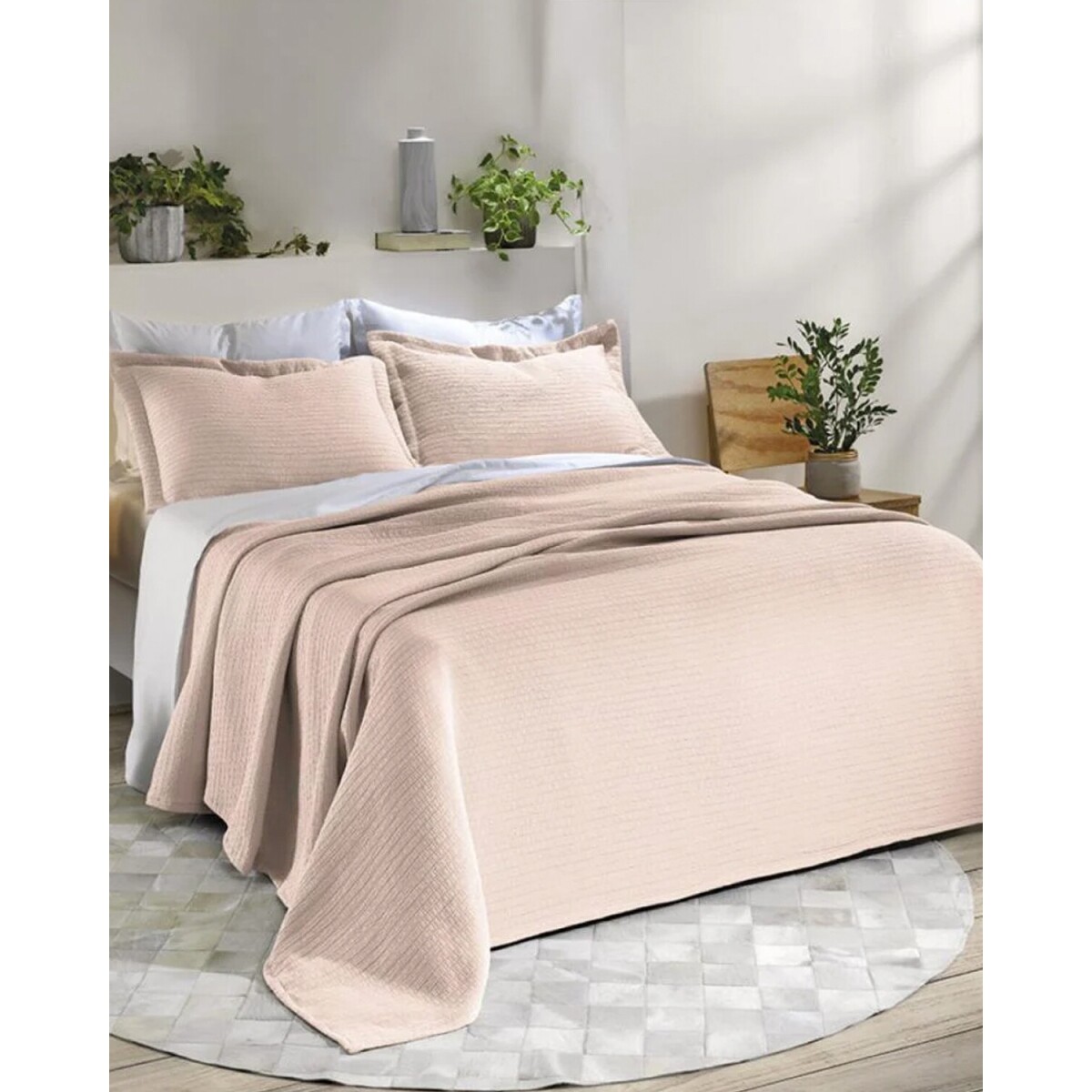 Cubrecama Dohler de 1 plaza con funda de almohada - Rosa 