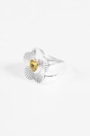 Anillo flor piedra plateado