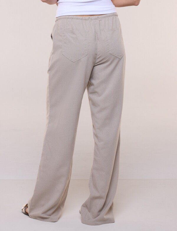 Pantalon Lino Wide Leg BEIGE