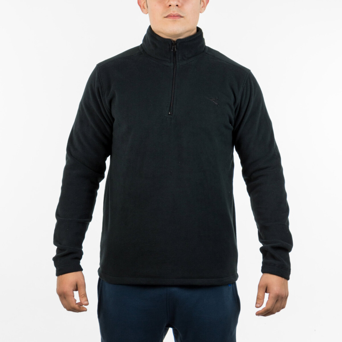 Diadora Men Micropolar Half Zip Sweater - Black - Negro 