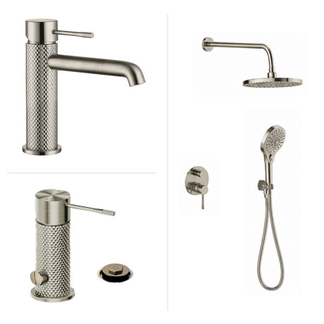 JUEGO DE GRIFERIA SIGNATURE BRUSHED NICKEL DUCHA EMBUTIDA GRIS-BRUSHED NICKEL