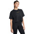 UA W VARSITY MIX HW SS CROP-GRY BLK-001