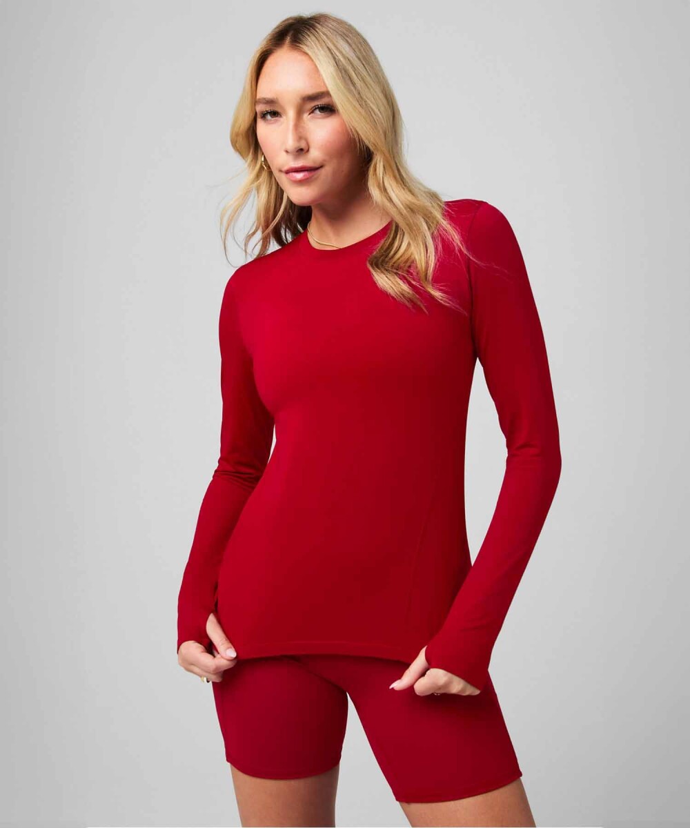 Polo Manga Larga Feather Tech+ Long-Sleeve Top Mujer - Holly Berry 