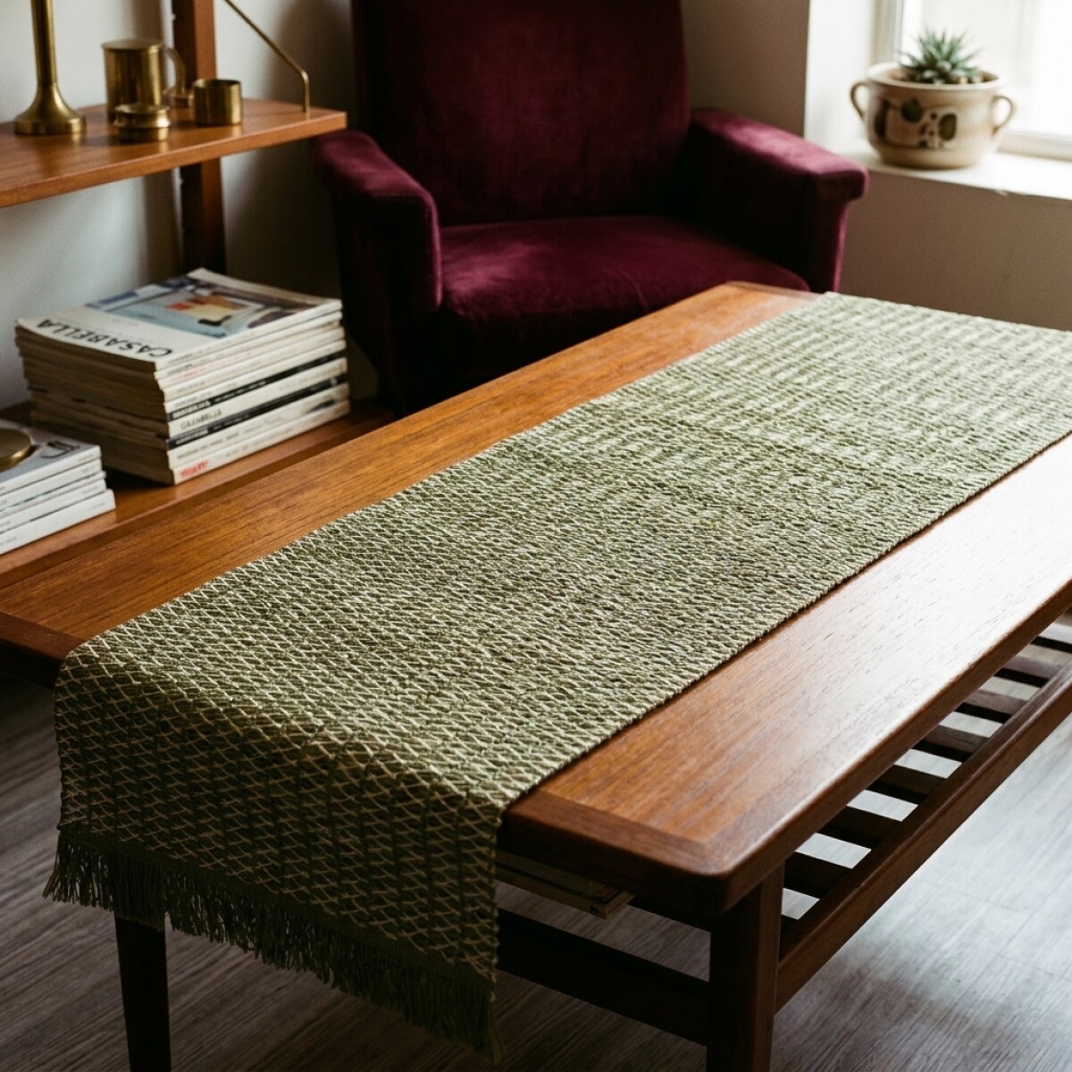 Sendero caminero de mesa tejido Bali 30x150cm - Verde 