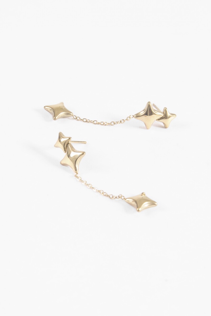 Caravanas acero cadena estrella dorado