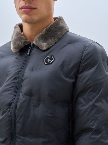 CAMPERA OXX 82261 CUELLO PIEL NEGRO