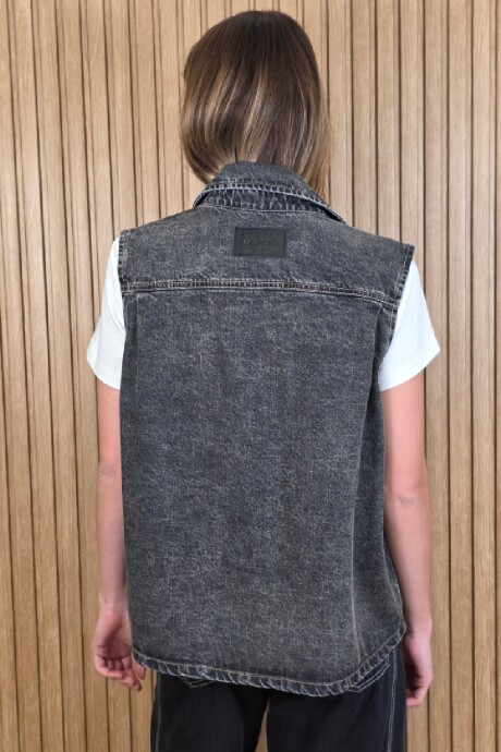 Chaleco Biker Denim Negro