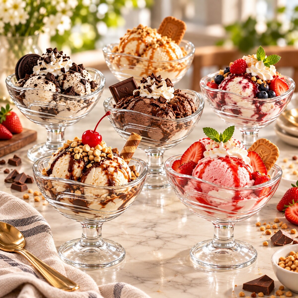 Set de 6 Copas para Helado de Vidrio 310 ml 