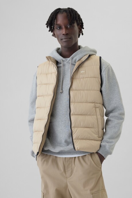 Chaleco Logo Gap Puffer Hombre Perfect Khaki