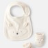 Set babero y zapatitos primer muda Carters blanco