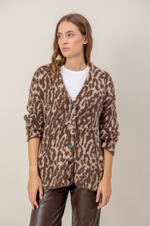 Cárdigan Animal Print Tostado