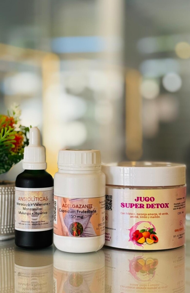 Kit Adelgazante (Capsicum Frutescens+Jugo Super Detox+Gotas Ansiolíticas) 