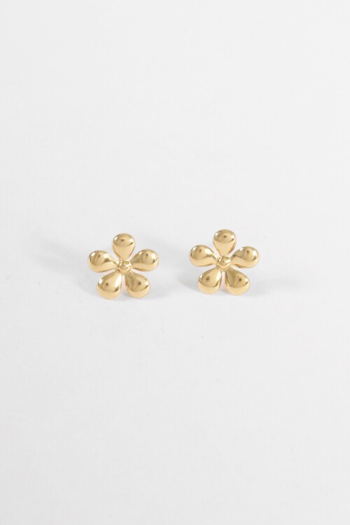 Caravanas flor acero dorado