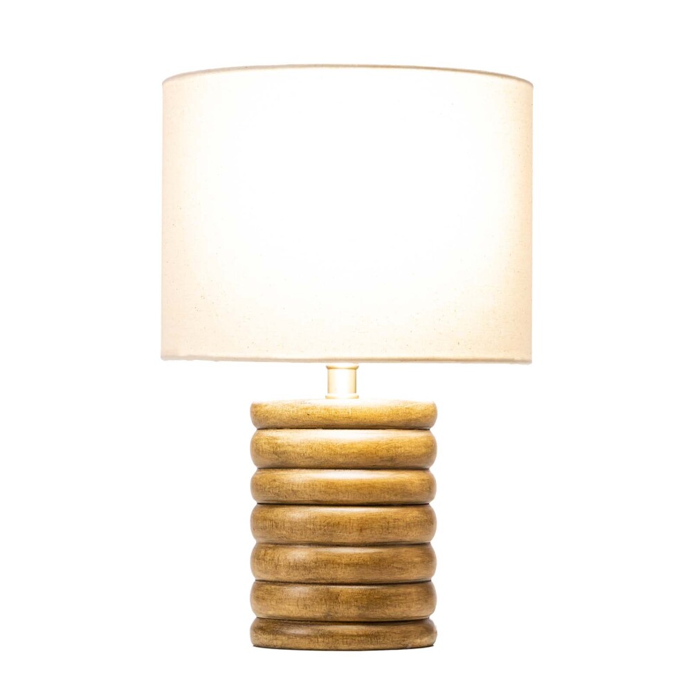 LAMPARA DE MESA MADERA NATURAL-BEIGE Q5R2