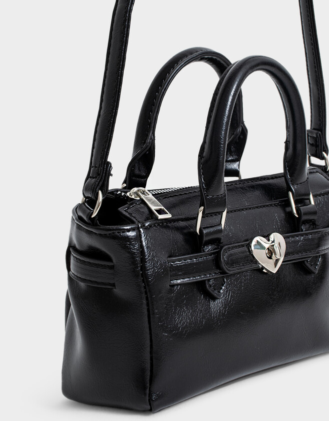 City Romántico Cartera City Con Broche - Negro