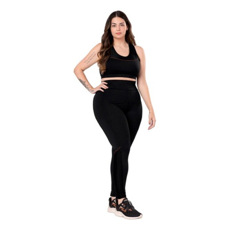 Calza legging deportiva para Mujer Graphene Negra y detalle Rojo Calza legging deportiva para Mujer Graphene Negra y detalle Rojo