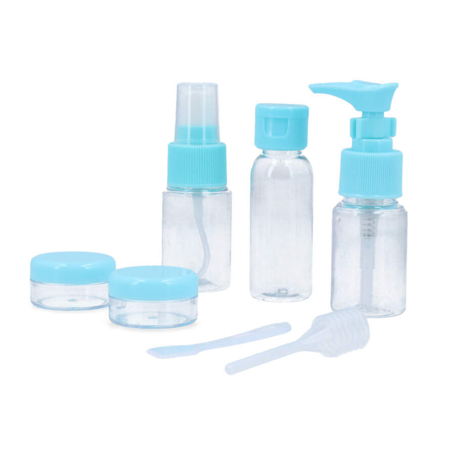 Kit de Envases para Viaje 7 Piezas con Necesaire Kit de Envases para Viaje 7 Piezas con Necesaire