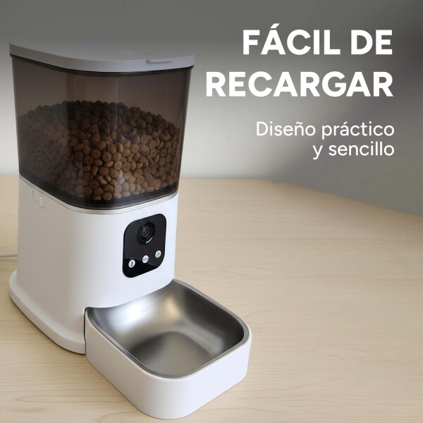 Comedero Dispensador Automático Smart Wifi Camara Perro Gato Color Blanco Negro