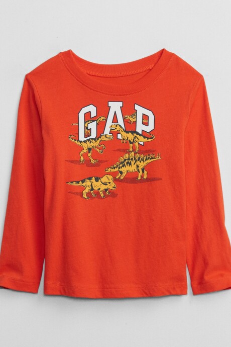 Remera Logo Gap Manga Larga Toddler Niño New Dark Orange