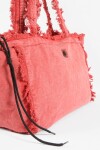 Bolso lavado con detalles deflecados rojo