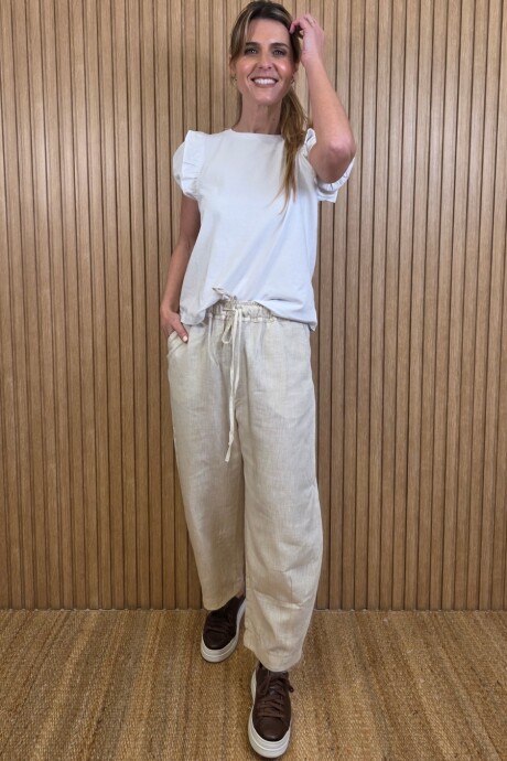 Pantalon Hans Puro Lino Beige Melange