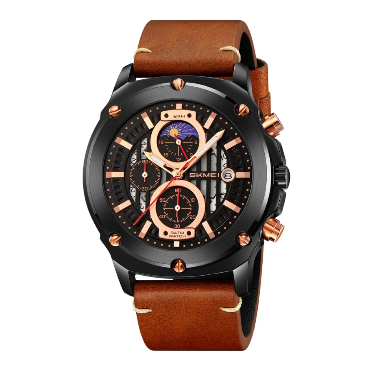 Reloj Skmei 9351BNBK para hombre con correa de cuero - Negro 