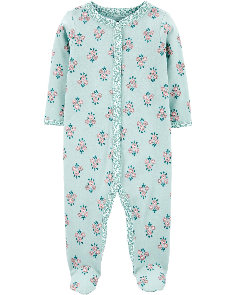 Pijama con Pie Floreado Algodón 