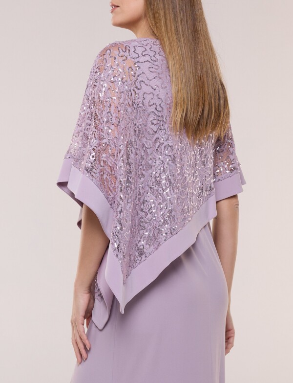 Vestido Noche Con Capa Bordada LAVANDA
