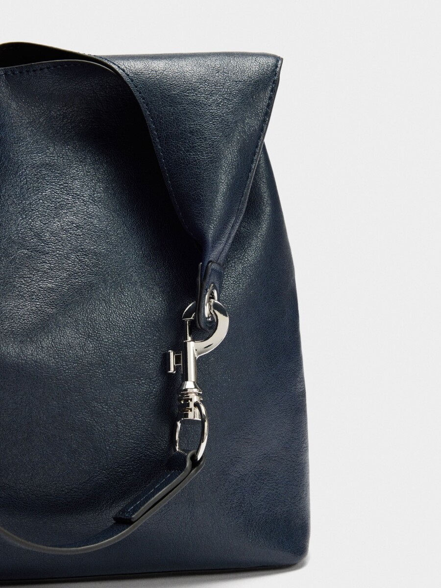 Bolso De Hombro Con Mosquetón azul-marino
