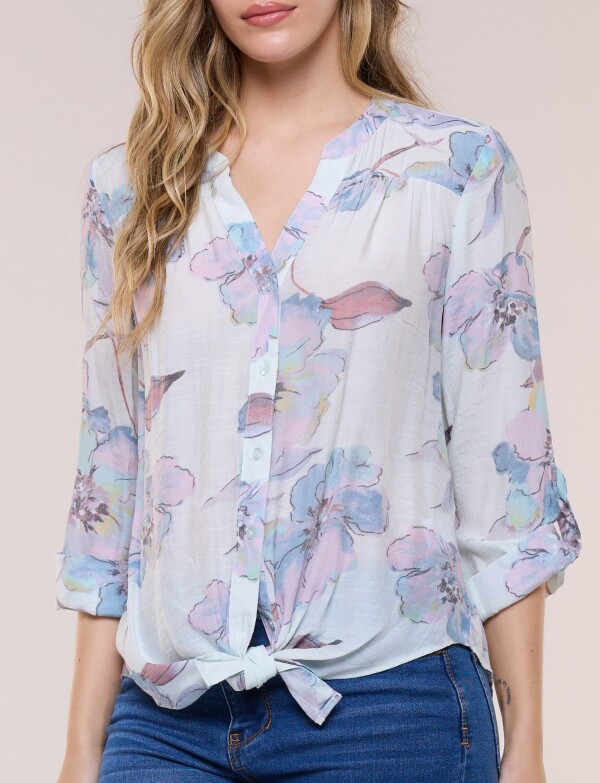 Blusa Botones Nudo CELESTE/MULTI