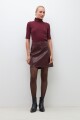 Minifalda eco-cuero bordo