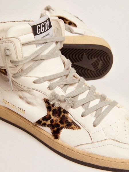 Golden Goose-Botines de cuero acordonados, Sky Star Blanco