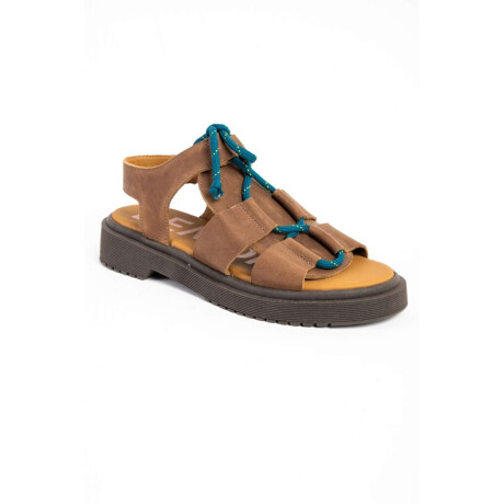 Sandalias Cuero Con Cordón Chocolate