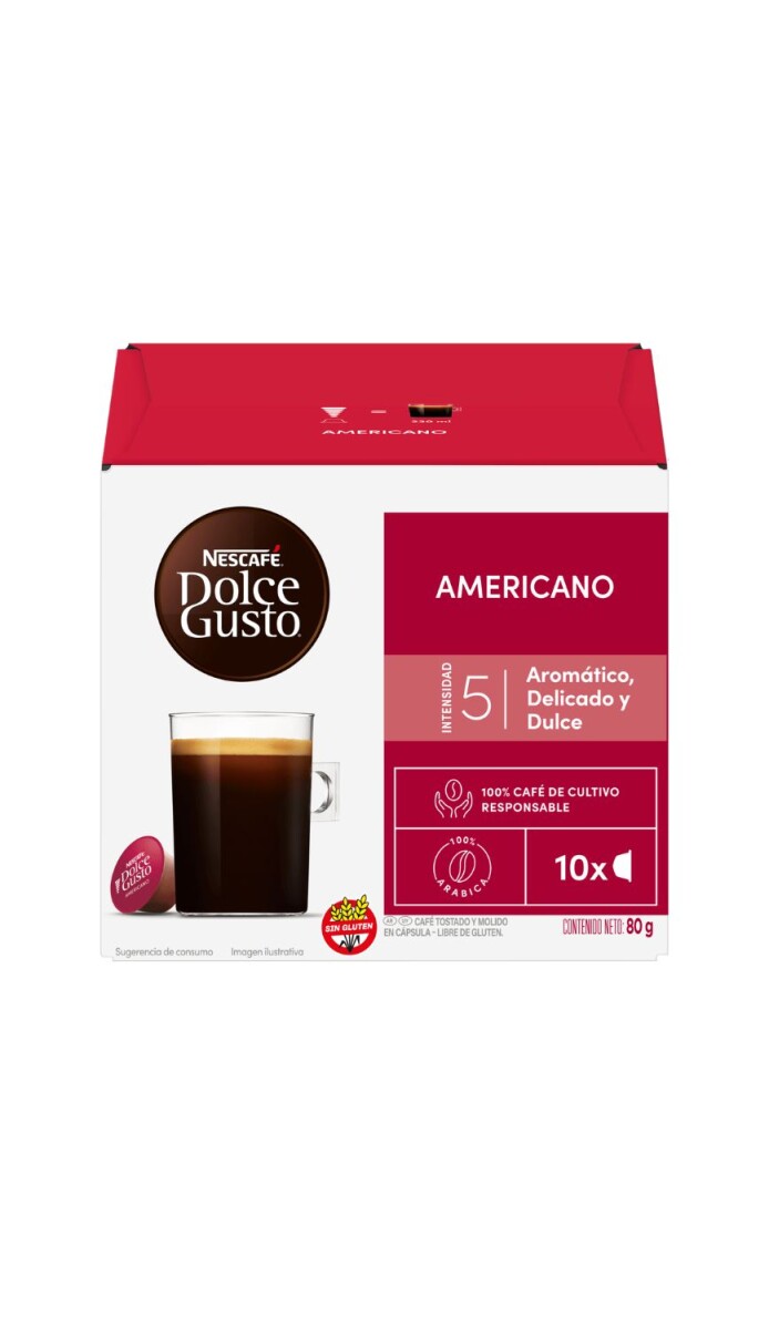 CAPSULAS DOLCE GUSTO (09) AMERICANO PACK X 10 