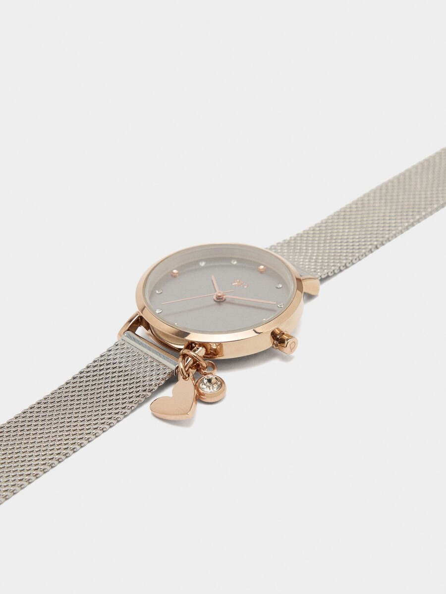 Reloj Bicolor Con Pulsera Acero Inoxidable Con Charm bicolor