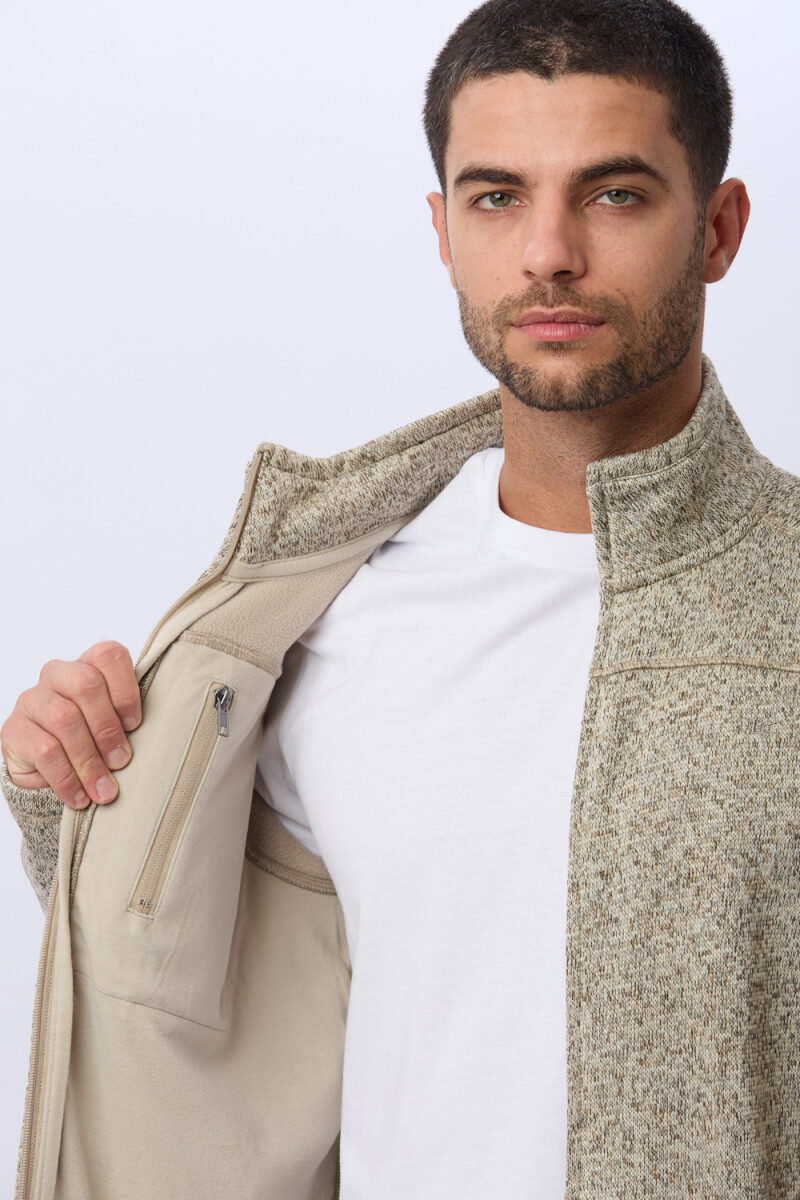 CAMPERA TEXTURADA CON INTERIOR EN POLAR - Beige 