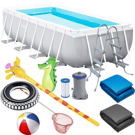 Piscina Intex Estructural 10874 L + Bomba + Regalos Gris claro