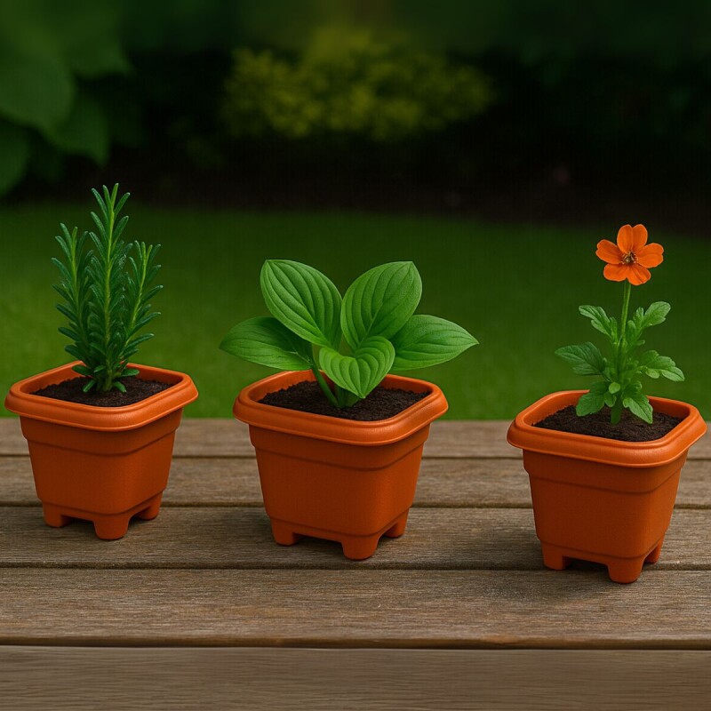 Set x3 maceta mediana cuadrada 4,3 lts TERRACOTA