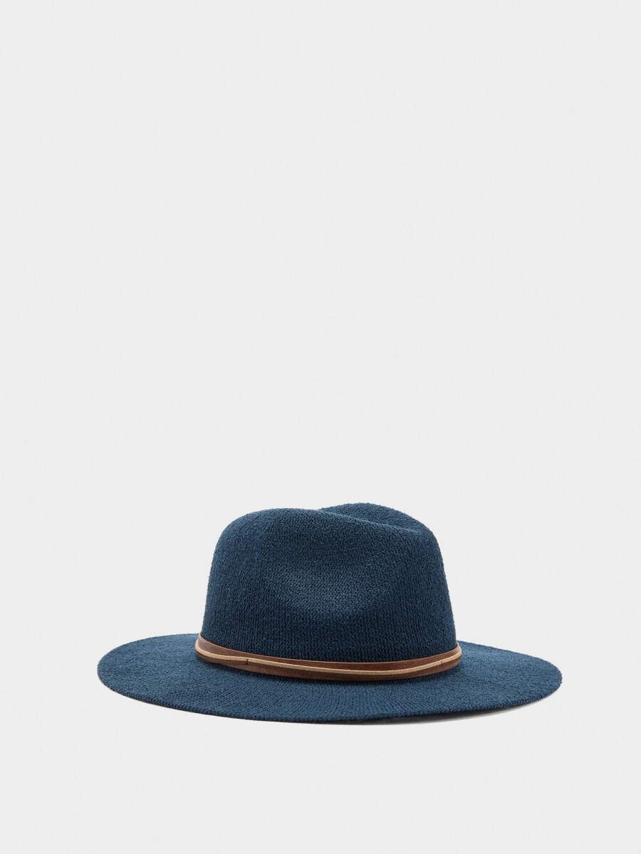 Sombrero De Punto Con Cintos Efecto Piel azul-marino