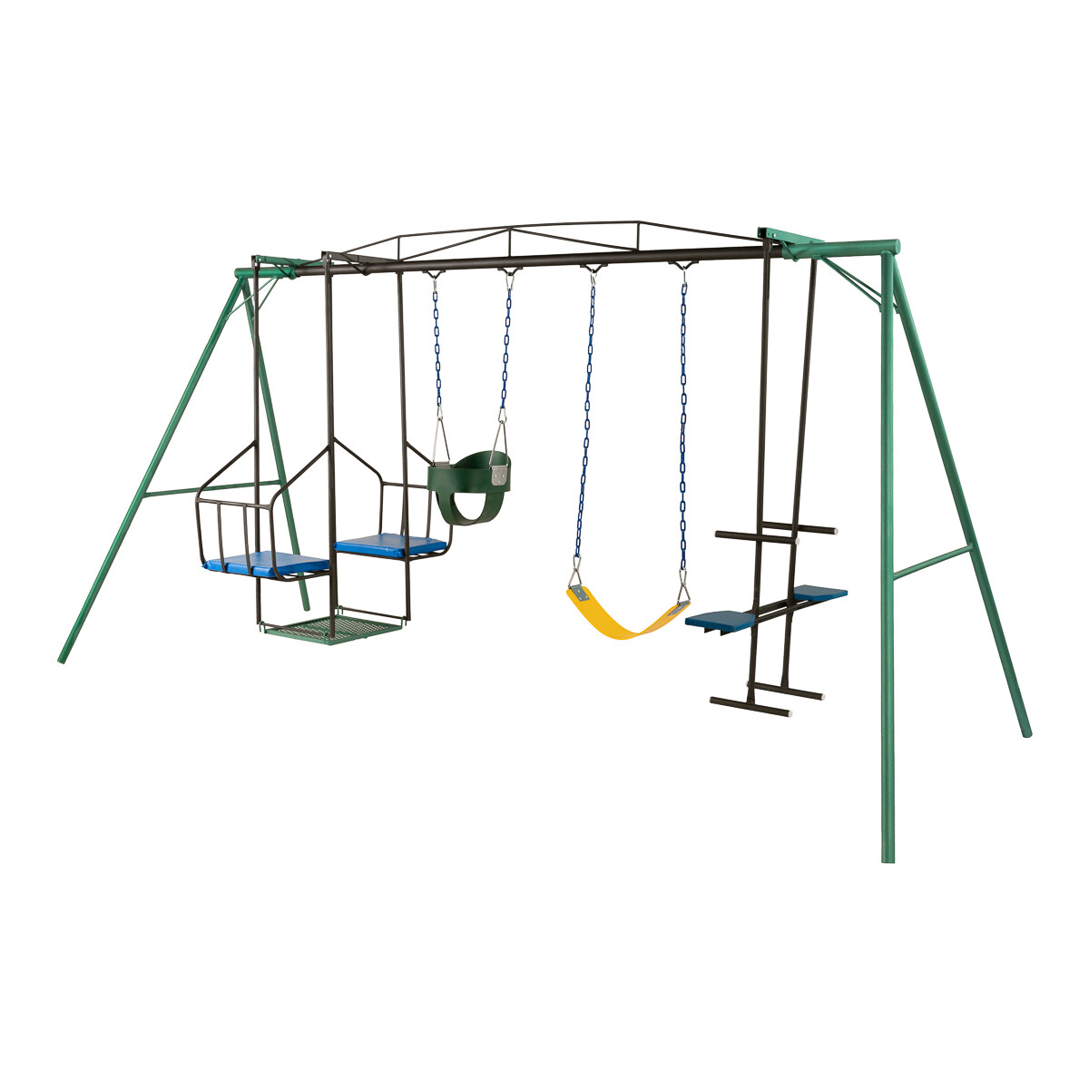 Hamaca de Plaza con silla doble, caballito, 1 hamaca de cincha y 1 hamaca de bebé altura 1,80 mts 