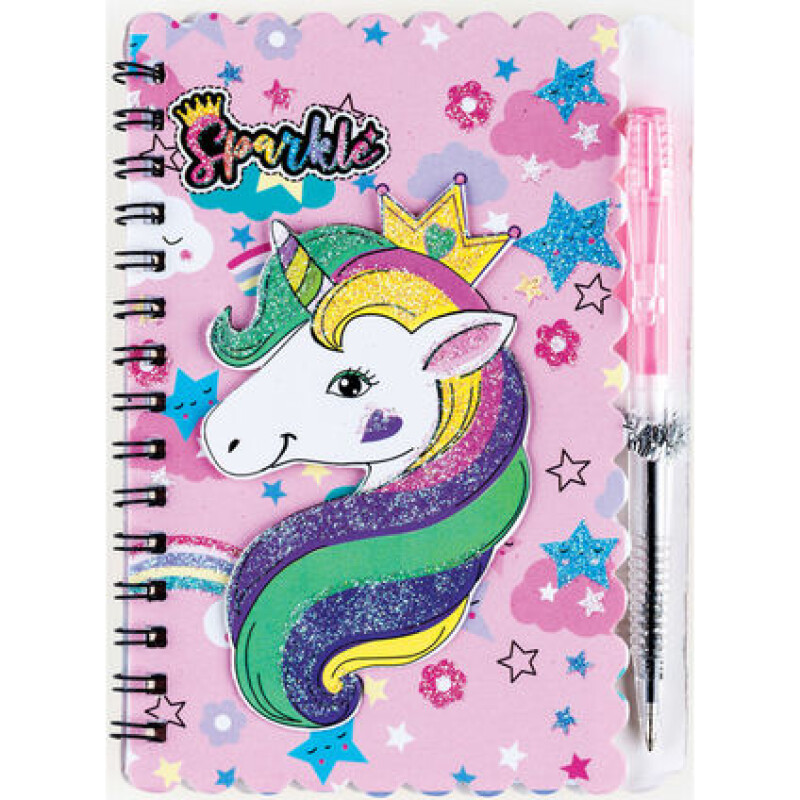 Libreta con Espiral Diseño Unicornio Rosado